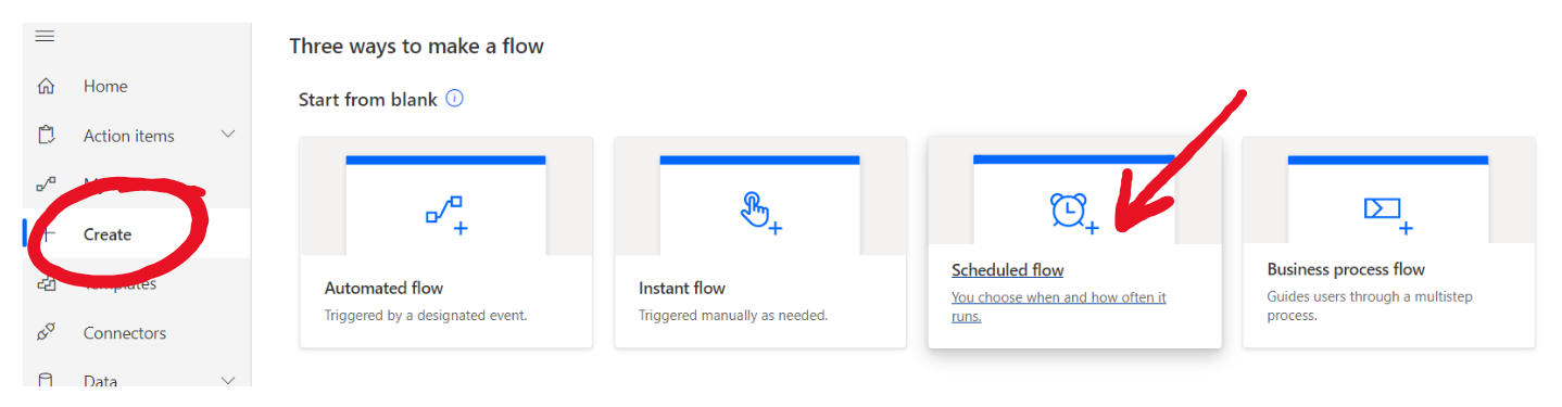 Create new scheduled flow