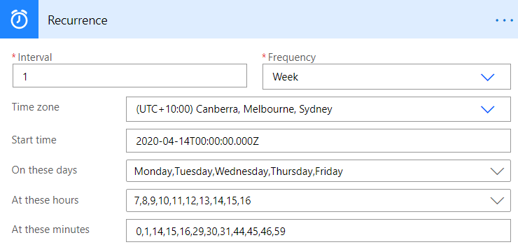 Recurrence schedule