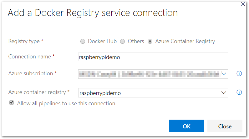 configure container registry connection