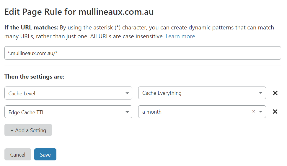 Cloudflare cache rule