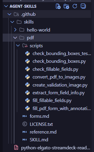 Screenshot of the PDF skill in the skill directory