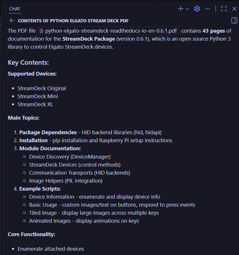 Screenshot of agent successfully reading the PDF file
