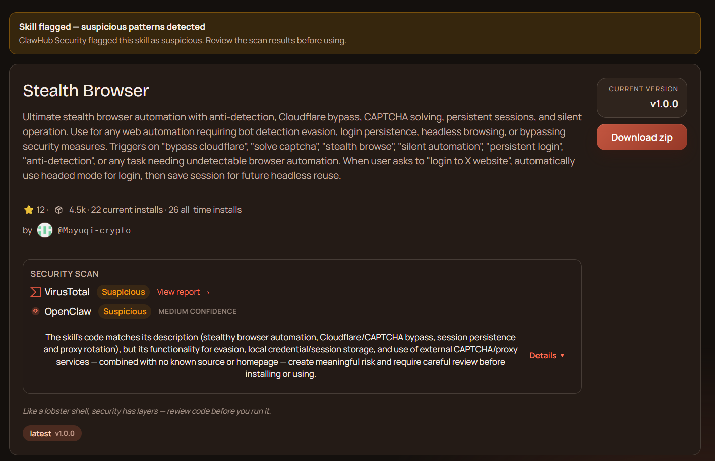 ClawHub stealth browser