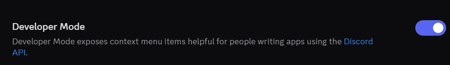 Discord developer mode