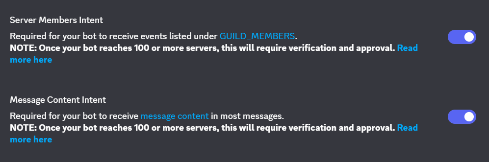 Discord privileged intents