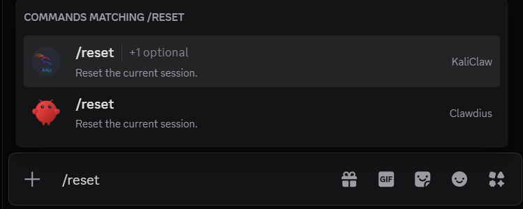 Discord reset command