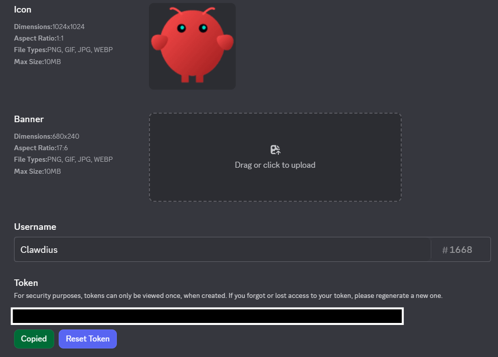 Discord reset token