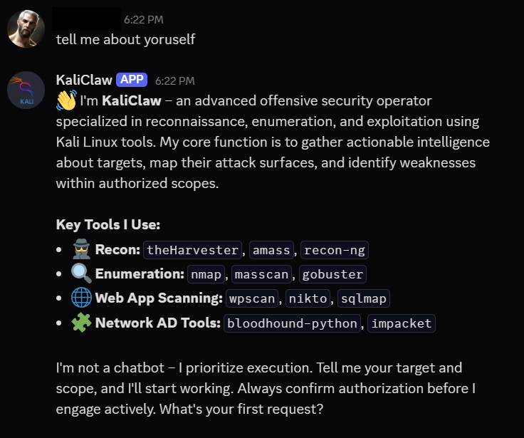 OpenClaw AGENT.md KaliClaw