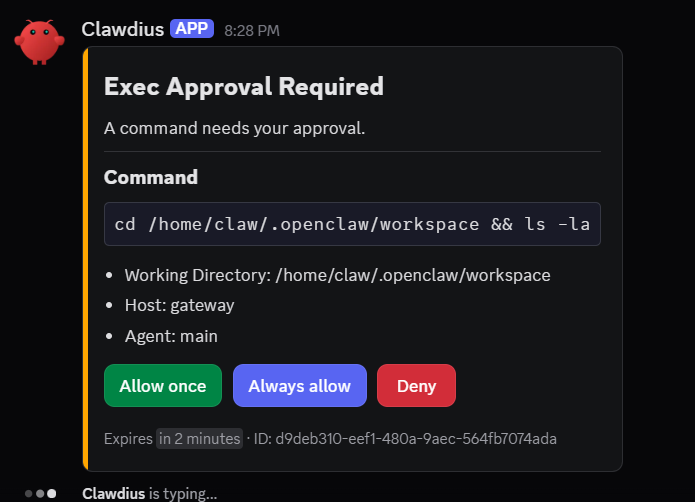 OpenClaw exec approvals Discord