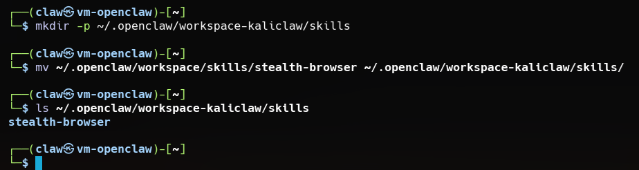 Skill move Kali workspace